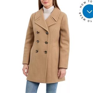 Anne Klein Women's Double Breasted Melton Peacoat